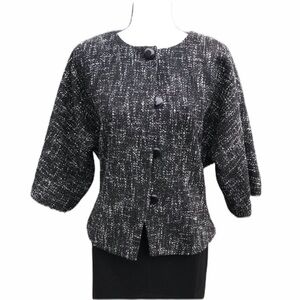 Anne Klein Black Cotton Blazer Jacket Size 10